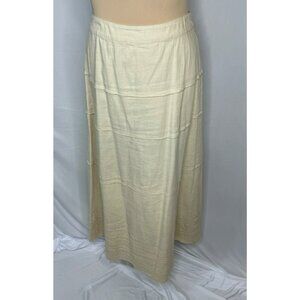 Denim & Co. Beige Tiered Maxi Skirt Medium Lagenlook Modest